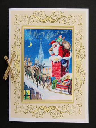 Beautifully Framed Vintage Santa on the Roof by Valerie Spowart