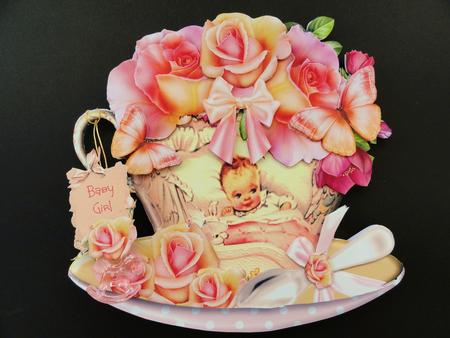Beautiful Baby Girl Cup Shaped Card Kit by Valerie Spowart