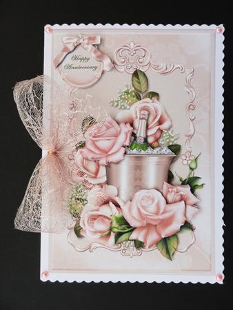 Champagne Bucket and Roses Card Front by Valerie Spowart
