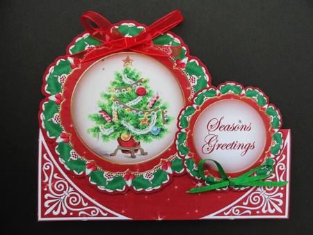 Tree Red Christmas Double Doily Card Mini Kit by Valerie Spowart