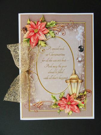 Christmas Lantern Poinsettia and Verse by Valerie Spowart