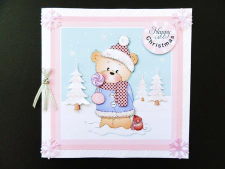 Bella with Candy Teddy Bear Christmas Topper by Valerie Spowart