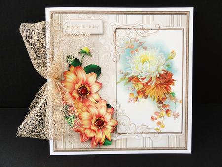 Dahlias Card 7x7 with Decoupage by Valerie Spowart