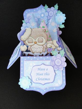 Owl Holiday Wishes Christmas Pop Up Box Card 7.5" by Valerie Spowart