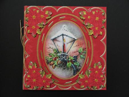 Red Lantern 7in Oval Ribbon Decoupage Topper Sheet by Valerie Spowart