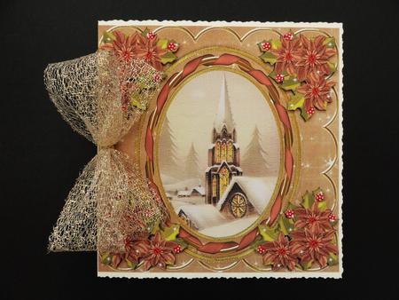 Snow Steeple 7in Oval Ribbon Decoupage Topper Sheet by Valerie Spowart