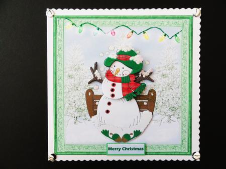 Snowman Lights Card with Decoupage by Valerie Spowart