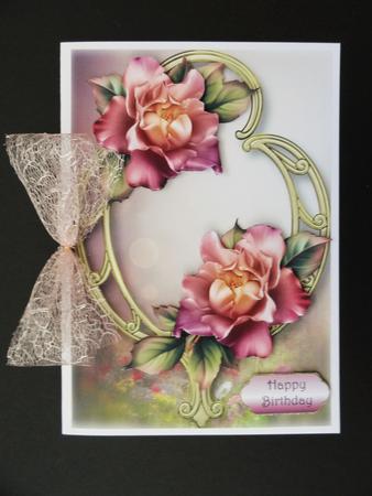 Beautiful Purple Sunset Roses on Golden Frame by Valerie Spowart