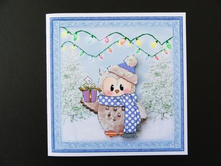 Ozzy the Christmas Owl Card with Decoupage by Valerie Spowart