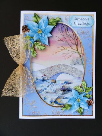 Watercolour Winter Waterfall with Poinsettias by Valerie Spowart