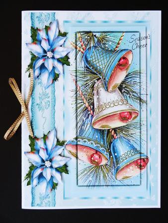 Christmas Bells, with Holly and Poinsettias by Valerie Spowart