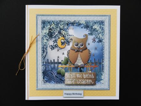 Owl of Wisdom Card with Decoupage by Valerie Spowart