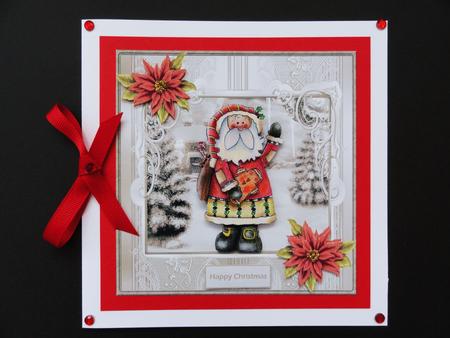 Waving Santa Card 7x7 with Decoupage by Valerie Spowart