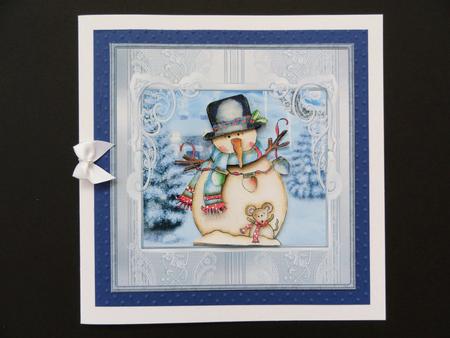 Snowman and Friend Card with Decoupage by Valerie Spowart