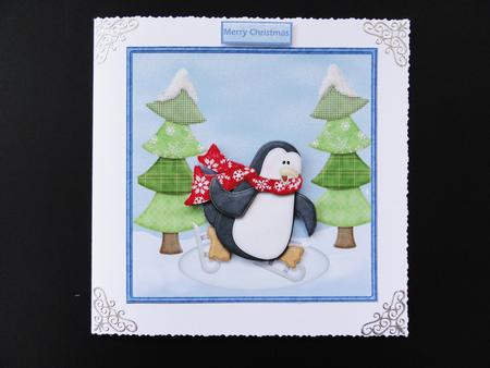 Skating Penguins Card with Decoupage by Valerie Spowart
