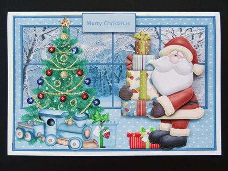 Santa Has Brought the Pressies Card with Decoupage by Valerie Spowart