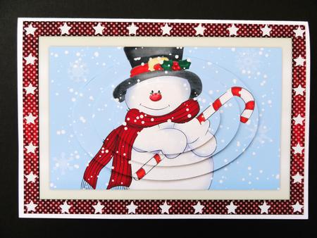 Christmas Snowman with Candycane Oval Pyramid by Valerie Spowart