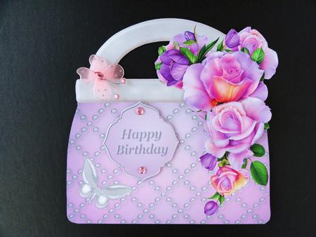 Pearls and Roses Handbag Card Mini Kit by Valerie Spowart
