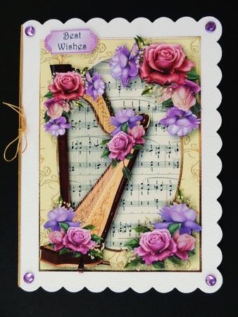 Gorgeous Harp with Sheet Music & Belle Roses by Valerie Spowart