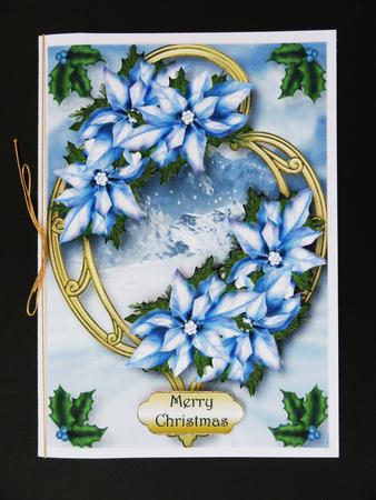 Ice Blue Poinsettias on Golden Frame by Valerie Spowart