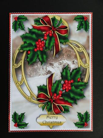 Holly & Berries on Golden Frame by Valerie Spowart