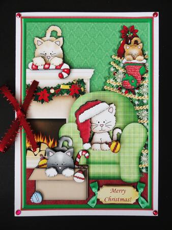 Playful Christmas Kitties Topper & Decoupage by Valerie Spowart
