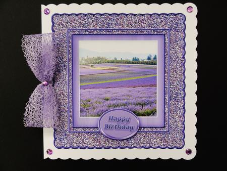 Lavender Fields in a Purple Gravel Frame 8in x 8in Quick Car by Valerie Spowart