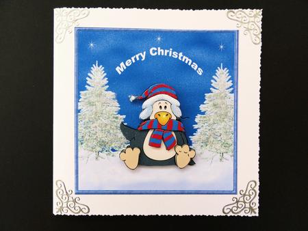 Penguin Winter Fun Card with Decoupage by Valerie Spowart