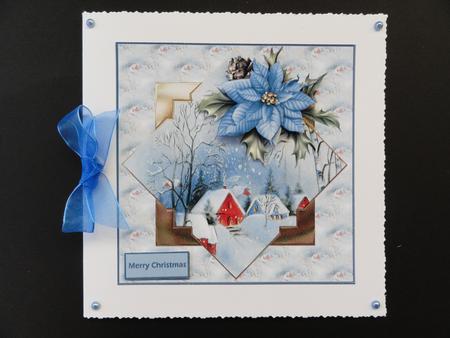 Vintage Blue Poinsettia Card with Decoupage by Valerie Spowart