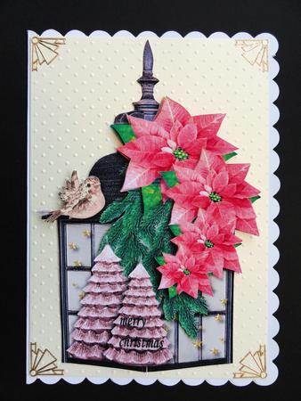 Christmas Lantern & Pink Poinsettias by Valerie Spowart