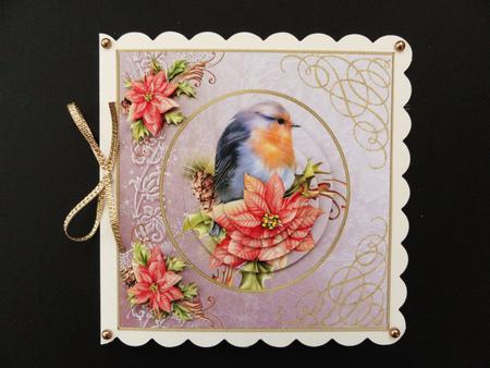 Christmas Robin with Poinsettias by Valerie Spowart