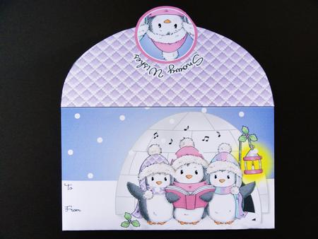 Singing Penguins Christmas Money Wallet by Valerie Spowart