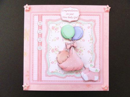 Baby Girl Balloons Card Topper & Decoupage by Valerie Spowart