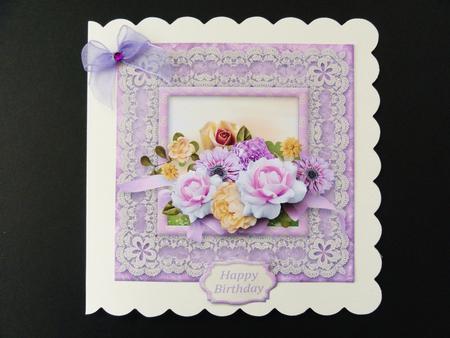Lacy Lovelies 7" x 7" - Pink and Yellow Posy by Valerie Spowart