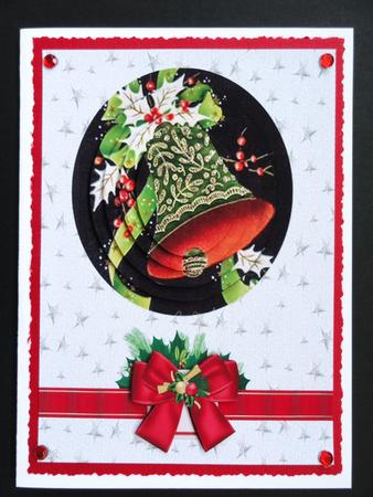 Christmas Bells with Bow and Holly Pyramids by Valerie Spowart