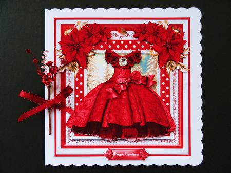 The Beautiful Red Christmas Dress Card Front by Valerie Spowart
