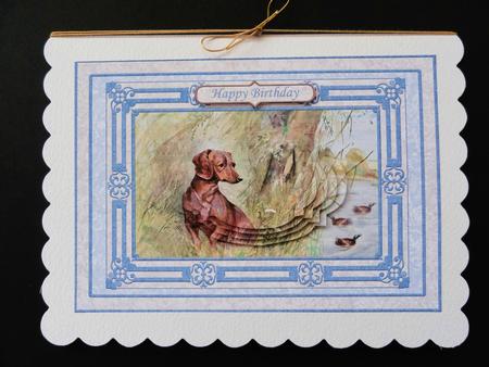 Dachshund Watching the Ducks Quick Card & Pyramage by Valerie Spowart