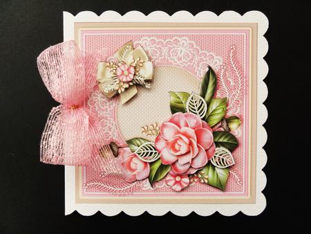 Pink Camellias 6in x 6in Decoupage by Valerie Spowart