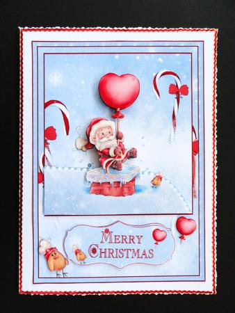 Santa Coming Down the Chimney Card Front and Decoupage by Valerie Spowart