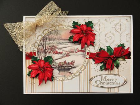 Christmas Vintage Scene with Poinsettia by Valerie Spowart