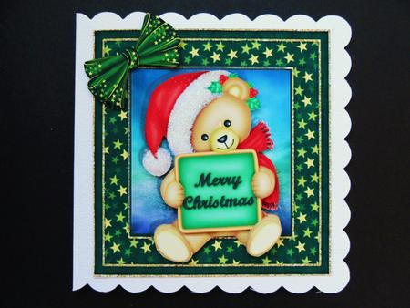 Gorgeous "merry Christmas" Bear Topper by Valerie Spowart