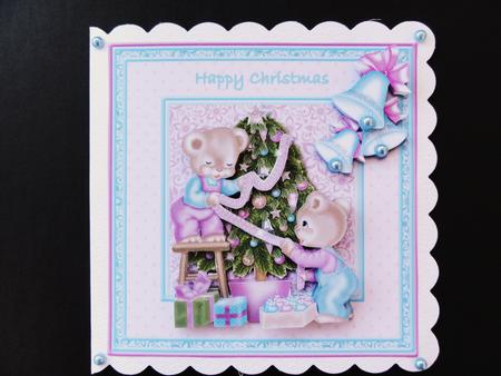 Bears Decorating the Tree Card Front by Valerie Spowart