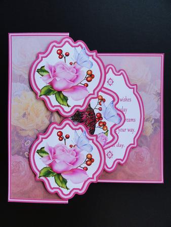 Fold Back Pop-up - Pink Roses & Perfume by Valerie Spowart
