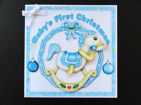 Baby Boys First Christmas Rocking Horse by Valerie Spowart