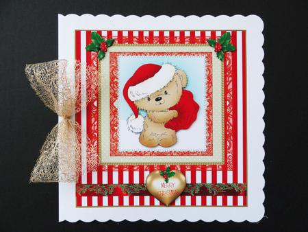 Scruffy Santa Bear Cute Topper by Valerie Spowart