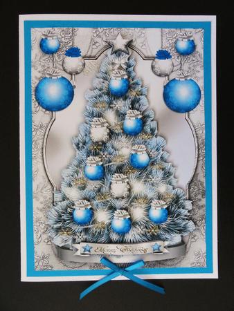 Christmas Tree with Silver and Blue Bubbles by Valerie Spowart