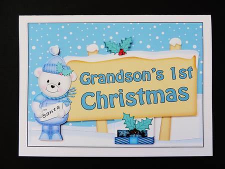 5x7 Grandson's 1st Christmas Signpost Easicut Decoupage by Valerie Spowart