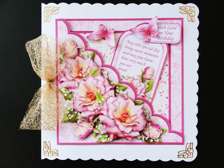 Square Scallop Pocket Summer Roses Mini Kit & Decoupage by Valerie Spowart