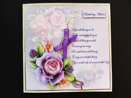 English Rose Bracket Card with Verse and Decoupage by Valerie Spowart