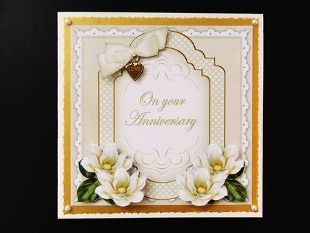Cream Magnolia Anniversary Fancy 7in Decoupage Topper by Valerie Spowart